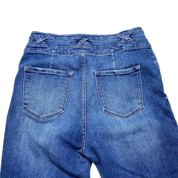 KanCan High Rise Double Button Super Skinny Distressed Denim Blue Jeans Sz 11/29 - Picture 5 of 15